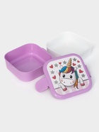 Ланч - бокс в школу IDEA «Единорог», 2 отделения, 400+400 мл, пластик, сиреневый - Фото 2