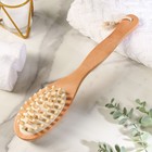 Щётка массажная для тела из натуральной щетины, с ручкой, гладкая - Фото 8