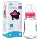 Бутылочка для кормления M&B, классическое горло, быстрый поток, от 6 мес., 150 мл., стеклянная, МИКС - Фото 3