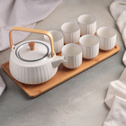 Набор чайный «Бриз», 7 предметов:ичайник 1 л, 6 стаканов 150 мл, на деревянной подставке - Фото 2