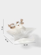 Блюдо сервировочное «Голубки на цветочке», 14×15×5 см, керамика, белое - Фото 2