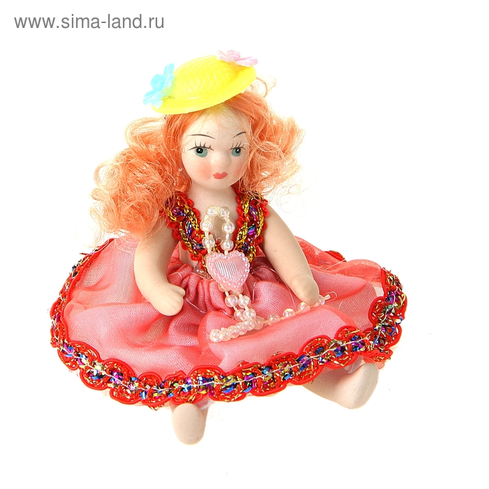 Кукла коллекционная "Малышка в шляпке с цветочками" 10,5 см - Фото 1
