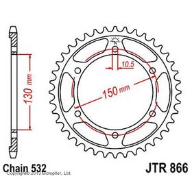 Звезда задняя, ведомая, JTR866 для мотоцикла стальная, цепь 532, 46 зубьев 4164769