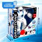 Робот GRAVITONE, свет, звук, стреляет, на батарейках, русская озвучка, синий - фото 9893341