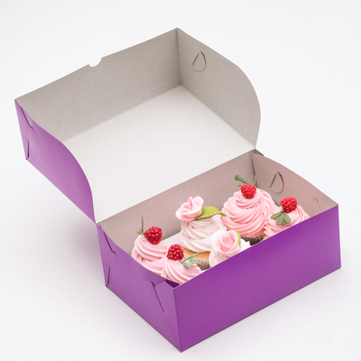 Упаковка на 6 капкейков, без окна, фиолетовая, 25 х 17 х 10 см