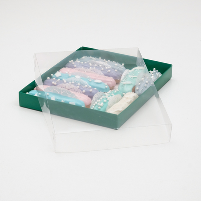 Подарочная коробка, с прозрачной крышкой, изумрудная, 26 х 21х 4 см