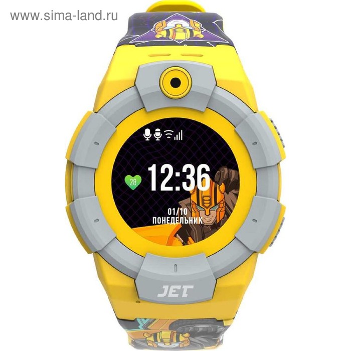 Смарт-часы Jet Kid Bumblebee, 45мм, 1.44", желтый - Фото 1