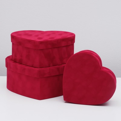 Набор подарочных коробок 3 в 1, «Бархат», сердце, 30.5×27.5×12 - 22×21×8.5 см