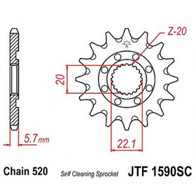 Звезда передняя, ведущая, JTF1590 для мотоцикла, стальная с самоочисткой, цепь 520, 13 зубьев   4164 4164683