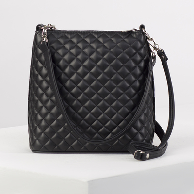 Сумка женская, отдел на молнии, наружный карман, длинный ремень, цвет чёрный