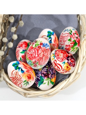 Термонаклейки на 7 яиц «Цветы» на пасху, 7,3 х 34,2 см (комплект 20 шт)