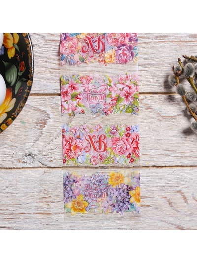 Термонаклейки на 7 яиц «Цветы» на пасху, 7.3×34.2 см
