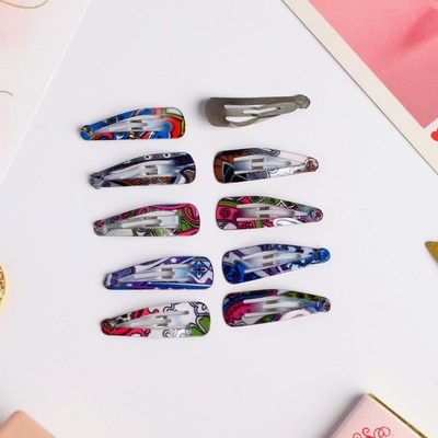 Невидимка для волос "Молли" (набор 10 шт) орнамент, 2,7 см, микс