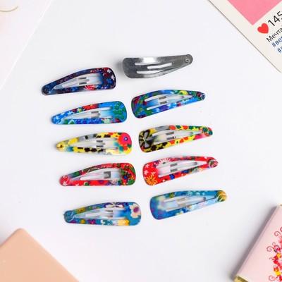 Невидимка для волос "Молли" (набор 10 шт) 2,7 см, цветочная