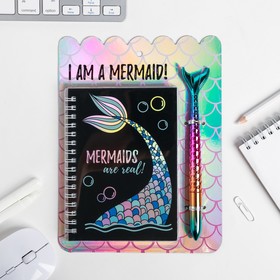 Ежедневник голография и ручка I AM A MERMAID, 40 листов