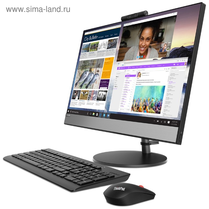 Моноблок Lenovo V530-24ICB 23.8" Full HD i7 8700T (2.4), 8ГбG 630, DVDRW, CR, 90W, черный - Фото 1