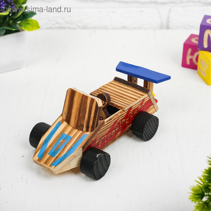 Игрушка из дерева «Гоночный автомобиль» с моторчиком 9.4×18×7.5 см - Фото 1