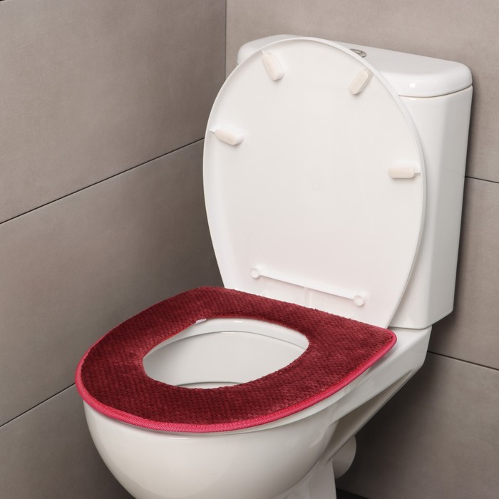 Чехол на сиденье для унитаза на липучках Доляна «Плюш», 37.5×42.5 см, МИКС - Фото 1