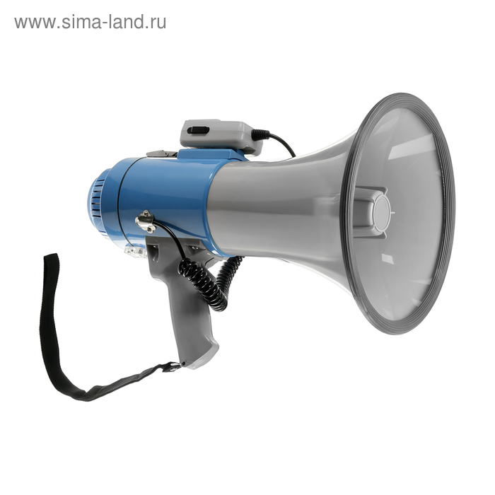 Мегафон ручной LuazON Rad-50, 50 Вт, дальность до 1000 м, сирена, серо-синий