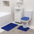 Набор ковриков для ванной и туалета Доляна «Геометрик», 3 шт: 35×40, 40×50, 50×80 см, цвет синий - фото 8913196