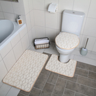 Набор ковриков для ванны и туалета Доляна «Геометрик», 3 шт: 35×40, 40×50, 50×80 см, цвет молочный - фото 8913201