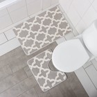 Набор ковриков для ванной и туалета Доляна «Трафарет», 2 шт, 40×50, 50×80 см, цвет серый - Фото 2