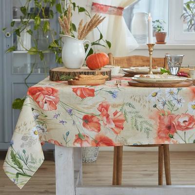 Скатерть Маки 180×147 см, 100% хлопок, рогожка 160 г/м²