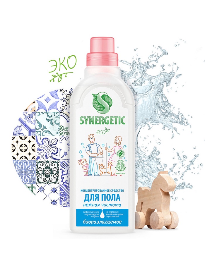 Средство для мытья пола Synergetic «Нежная чистота», биоразлагаемое, концентрированное, 750 мл - Фото 1