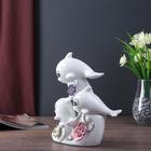 Сувенир керамика "Дельфины с цветными розами" белый 21,5х18х8,5 см - Фото 2