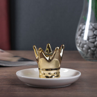 Сувенир керамика подставка под кольца "Корона" золото 6,5х11х11 см - фото 318265431