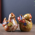 Сувенир керамика копилка "Лебёдушки цветочные" набор 2 шт 13х12х8,5 см - Фото 3