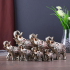 Набор фигурок полистоун «Слоны, попона в листьях», 7 шт. - Фото 1