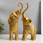 Сувенир полистоун "Золотые слоны со стразами" стразы с 2-х сторон набор 2 шт 30х20,5х6,2 см - фото 318265453
