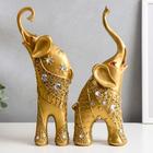 Сувенир полистоун "Золотые слоны со стразами" стразы с 2-х сторон набор 2 шт 30х20,5х6,2 см - фото 21006916