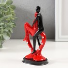 Сувенир полистоун "Влюблённые на сердце со стразами" красно-чёрный 12,5х6,5х4,5 см - фото 21006923