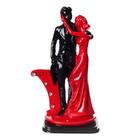 Сувенир полистоун "Пара влюблённых у колонны со стразами" красно-чёрный 17х9х5,5 см - фото 23663269