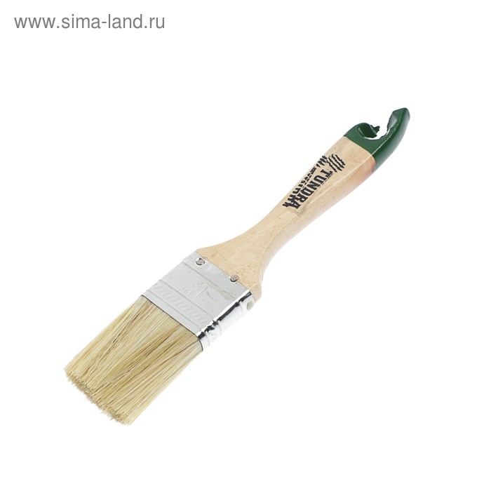 УЦЕНКА Кисть плоская ТУНДРА, натуральная щетина, деревянная ручка, 1.5", 38 мм - Фото 1