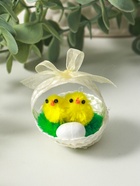 Фигурка пасхальная «Цыплята в корзинке с яичком», набор 12 шт., 5×5×5 см 4559950