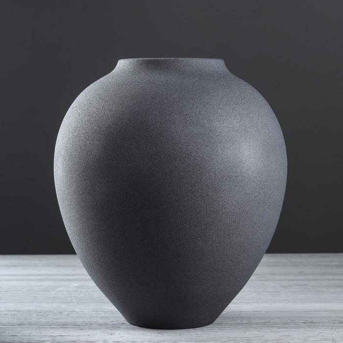 Ваза керамическая "Велеса", настольная, муар, чёрная, 26 см - Фото 1