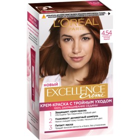 Крем-краска для волос L'Oreal Excellence Creme, тон 4.54 богатый медный