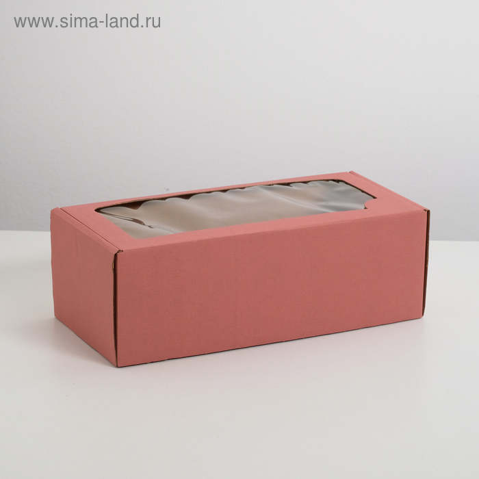 Коробка самосборная, с окном, розовая, 16 х 35 х 12 см  МИКС - Фото 1