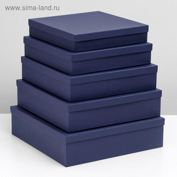 Набор коробок 5 в 1 "Синяя точка", 34 х 34 х 9 - 26 х 26 х 5 см - Фото 1