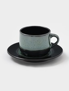 Чайная пара Хорекс Verde notte, чашка 200 мл, блюдце d=15.5 см, фарфор, чёрная, зелёная - Фото 1