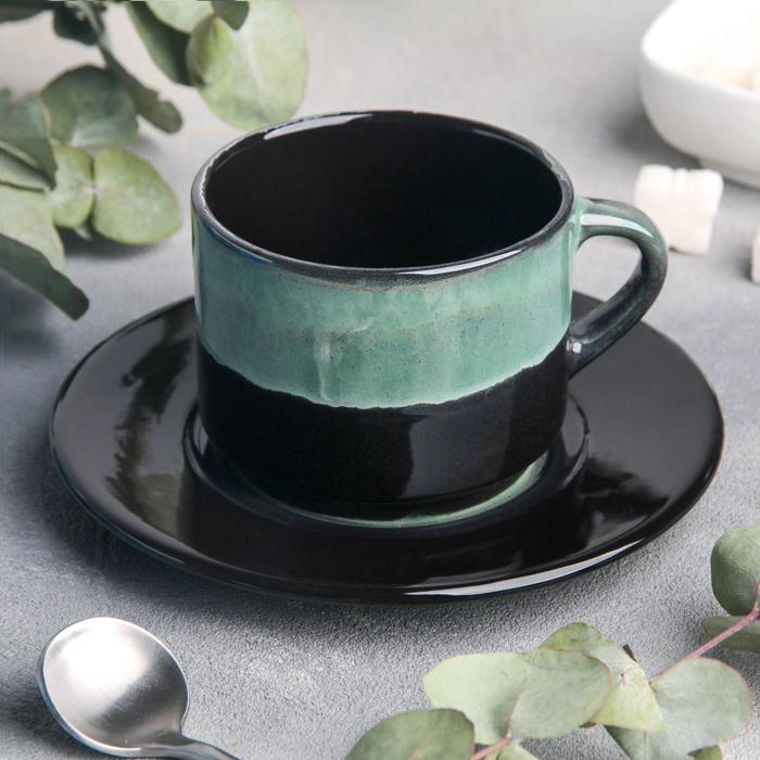 Чайная пара Verde notte, чашка 200 мл, блюдце d=15,5 см - фото 1905608856