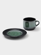 Чайная пара Хорекс Verde notte, чашка 200 мл, блюдце d=15.5 см, фарфор, чёрная, зелёная - Фото 2