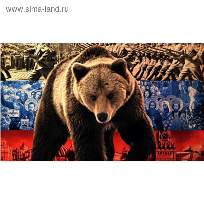 Флаг прямоугольный на липучке "Медведь" флаг, 145х250 мм, S09202007 - Фото 1