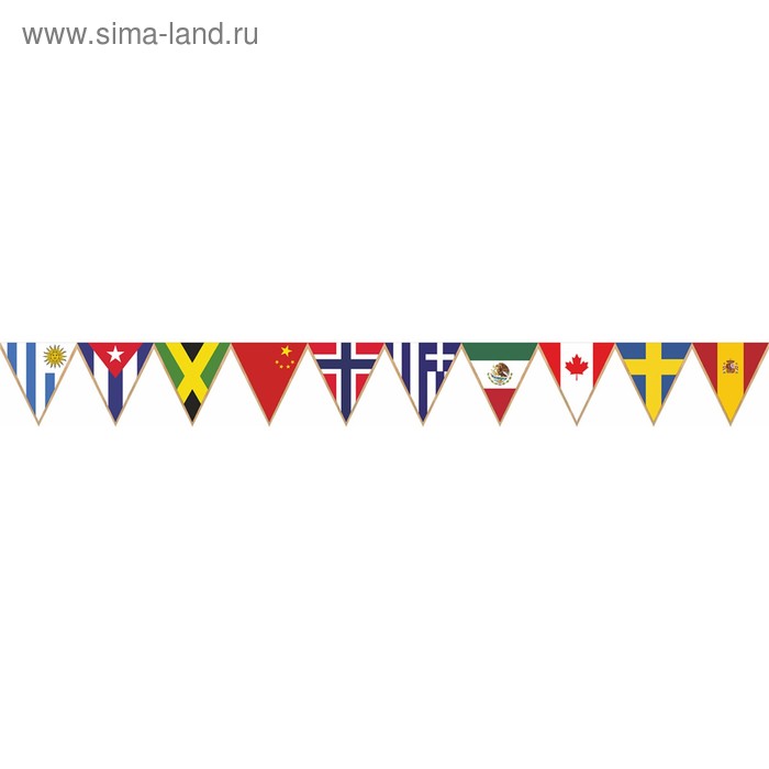 Гирлянда "Флаги стран Канада,Куба..." №2, 1х15х152 см, с бахромой - Фото 1