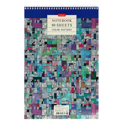 Блокнот А4, 80 листов на гребне Color Pattern, обложка мелованный картон, УФ-лак, жёсткая подложка