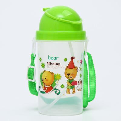 Поильник детский с силиконовой трубочкой, 350 мл., цвет МИКС