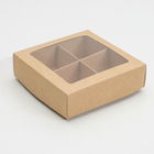 Коробка для конфет с окном, крафт 12,5 х 12,5 х 3,5 см - фото 318266300
